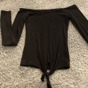Off the shoulder long sleeve black top